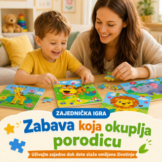 Drvena slagalica za decu sa životinjama – edukativne puzzle 9 delova