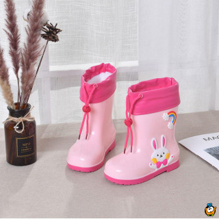 Pink rabbit -  Roze gumene čizme za decu sa toplim uloškom