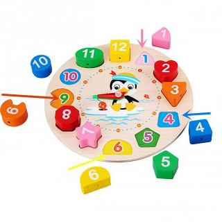 Edukativna drvena igračka - Nauči sate, brojeve i oblike