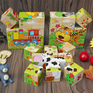 6 in 1 Vehicles wood puzzle - 3D drvene puzle kocke