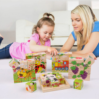 6 in 1 Safari wood puzzle - 3D drvene puzle kocke