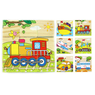 6 in 1 Vehicles wood puzzle - 3D drvene puzle kocke