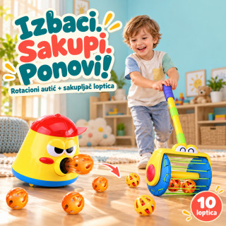 Mega interaktivni set za decu - Rotacioni automobil + sakupljač loptica