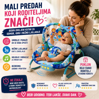 Ljuljaška za bebe Blue Jungle Comfort – Umiruje, Ljulja i Zabavlja