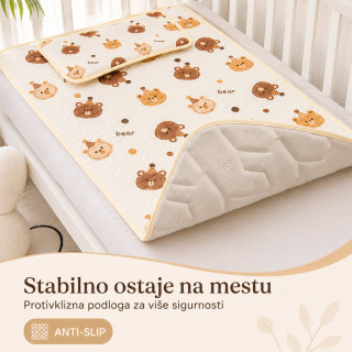 Prozračna letnja podloga za krevetac 120x60 cm sa jastučnicom – motiv medvedića