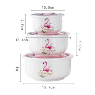 Flamingo set keramičkih činija u poklon pakovanju