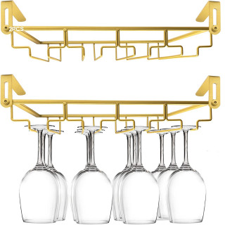 Elegantni viseći držac vinskih čaša - u zlatnoj boji