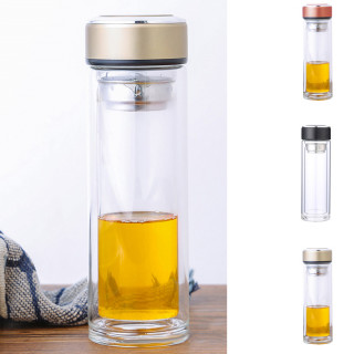 Staklena fitnes flašica sa cediljkom za čaj