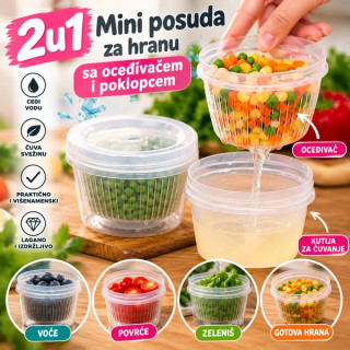 2 u 1 mini posuda za hranu - sa oceđivačem i poklopcem