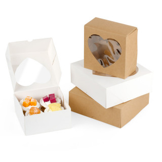 4 LOVE Box - Papirna kutija za 4 kolača sa srcastim otvorom