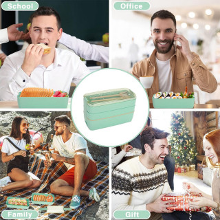 3u1 bento box  - eko kutija za ručak sa priborom