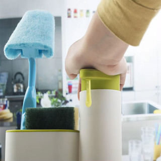 Sink Organizer 3u1 - Dispenzer za tečni sapun sa pregradama za četke i sunđere