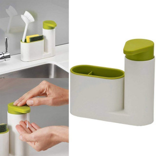 Sink Organizer 3u1 - Dispenzer za tečni sapun sa pregradama za četke i sunđere