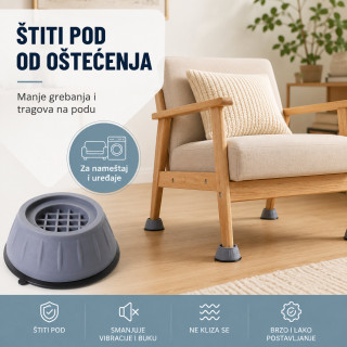 Podmetači protiv vibracija za veš mašinu – mirnija centrifuga bez pomeranja -Set od 4 podmetača