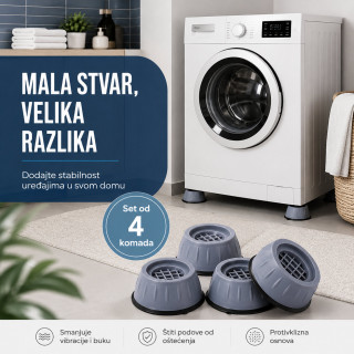 Podmetači protiv vibracija za veš mašinu – mirnija centrifuga bez pomeranja -Set od 4 podmetača