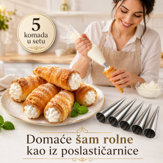 Set 5 kalupa za šam rolne, kanole i kornete – za domaća punjena peciva