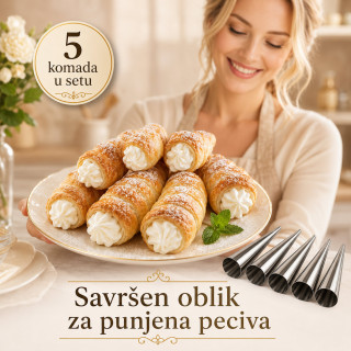 Set 5 kalupa za šam rolne, kanole i kornete – za domaća punjena peciva