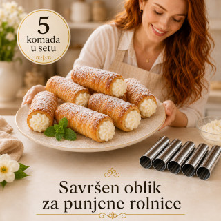 Set 5 cilindar kalupa za kanole i punjene rolnice – za slatka i slana peciva