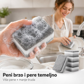 Set 5 dvostranih sunđera za sudove i tvrdokornu prljavštinu