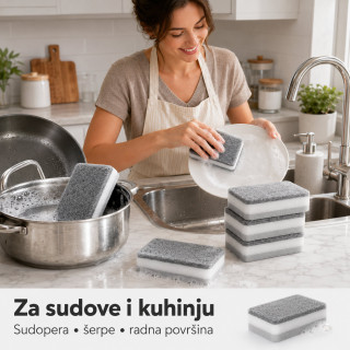 Set 5 dvostranih sunđera za sudove i tvrdokornu prljavštinu