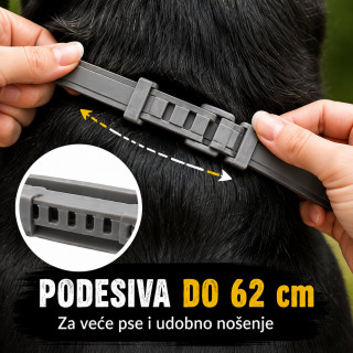 Vodootporna podesiva ogrlica protiv buva za veće pse do 62 cm