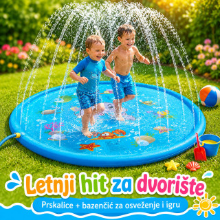 Dečija vodena prostirka sa prskalicama – plitki bazen za dvorišnu zabavu