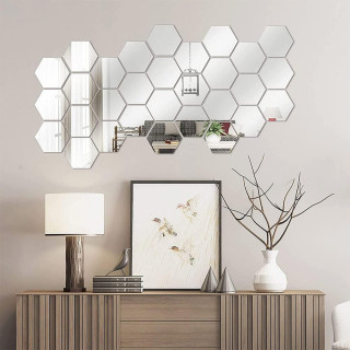 HexaMirror set od 12 ogledala - geometrijski stiker sa efektom ogledala 