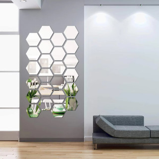 HexaMirror set od 12 ogledala - geometrijski stiker sa efektom ogledala 