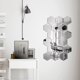HexaMirror set od 12 ogledala - geometrijski stiker sa efektom ogledala 