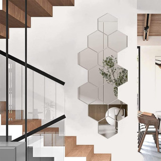 HexaMirror set od 12 ogledala - geometrijski stiker sa efektom ogledala 