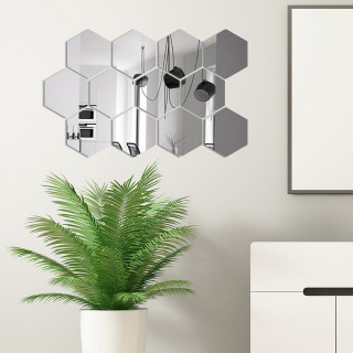 HexaMirror set od 12 ogledala - geometrijski stiker sa efektom ogledala 