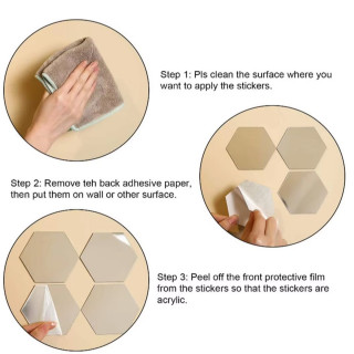 HexaMirror set od 12 ogledala - geometrijski stiker sa efektom ogledala 