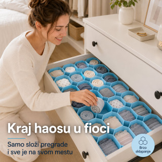 Organizer za fioke u obliku saća – za čarape, veš i sitnice