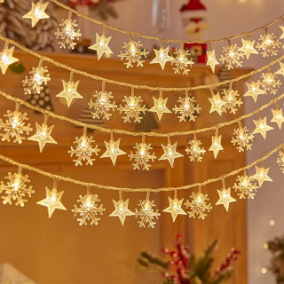 Winter Star - Niz lampica zvezdica i snežnih pahulja 3m