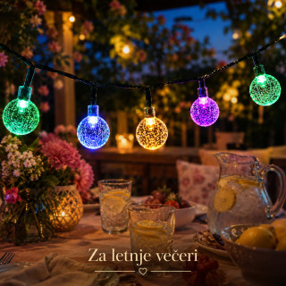 Šarene LED kuglice 3m na baterije – dekorativne lampice za terasu, balkon i baštu