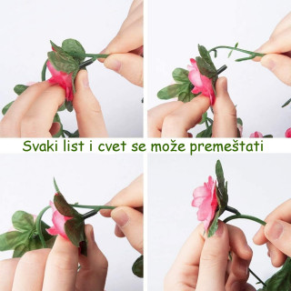 Yellow Rose Vine - venac veštačkih ruža u roze i žutim nijansama sa zelenilom