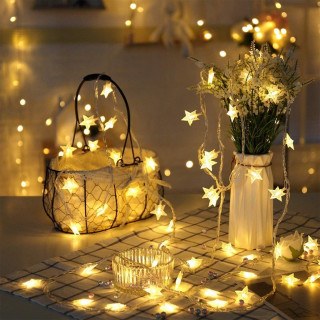Warm white star light – praznične lampice zvezdice toplo bele 3m