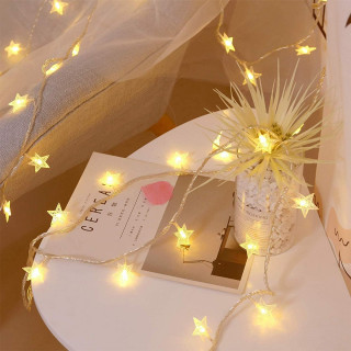 Warm white star light – praznične lampice zvezdice toplo bele 3m