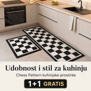 1+1 GRATIS CHESS PATTERN - Kombinovani set podnih prostirki za kuhinju