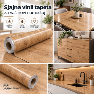 Sjajna vinil tapeta za nameštaj -  Drvo dezen 2m rolna