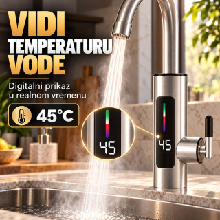 RY-019 INOX slavina sa protočnim bojlerom 3000W i digitalnim prikazom temperature