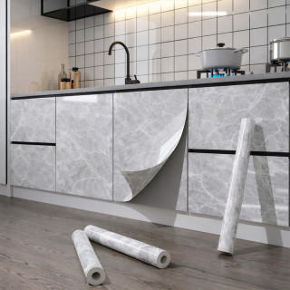 Sjajna vinil tapeta za nameštaj -  tamno sivi mermer dezen 5m rolna