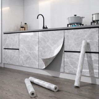 Sjajna vinil tapeta za nameštaj -  tamno sivi mermer dezen 5m rolna