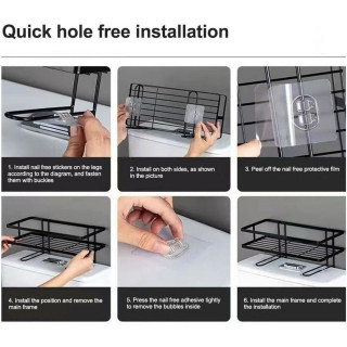 Crna metalna polica za uredno kupatilo