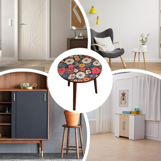 Flower Touch - Drveni retro stočić