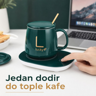 Smart Coffee Set - Električni grejač za kafu sa šoljom – smart podloga za toplu kafu i čaj