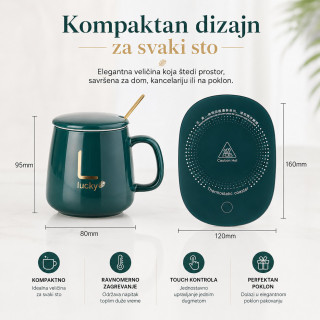 Smart Coffee Set - Električni grejač za kafu sa šoljom – smart podloga za toplu kafu i čaj