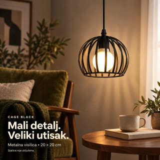Cage Black – moderna metalna visilica u obliku polulopte