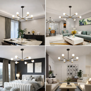 Orbit 6 – crno-zlatni plafonski luster sa šest svetlosnih tačaka