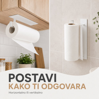 Samolepljivi metalni držač za ubruse i krpe - Beli